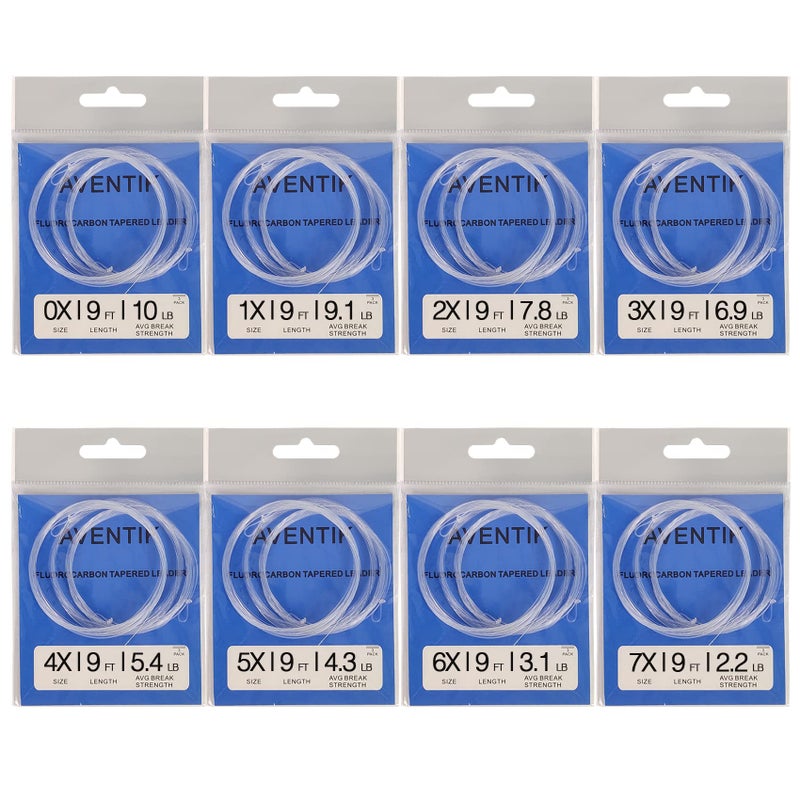 Aventik 3PC Aventik Fly Fishing Tapered Leader Premium Fluorocarbon Fly Fishing Line Pro Tied-Looped Freshwater/Saltwater 9ft Fly Fishing Leaders X0 to X7 (3X-6.9LB) - Image 2